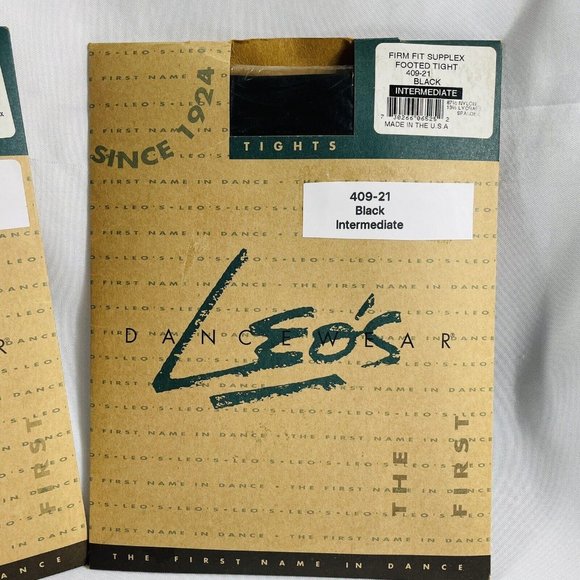 Leo's 409-21 Girl's Intermediate 6X-7 Performance Black Footed Tights 2 Pack Lot - Picture 3 of 7